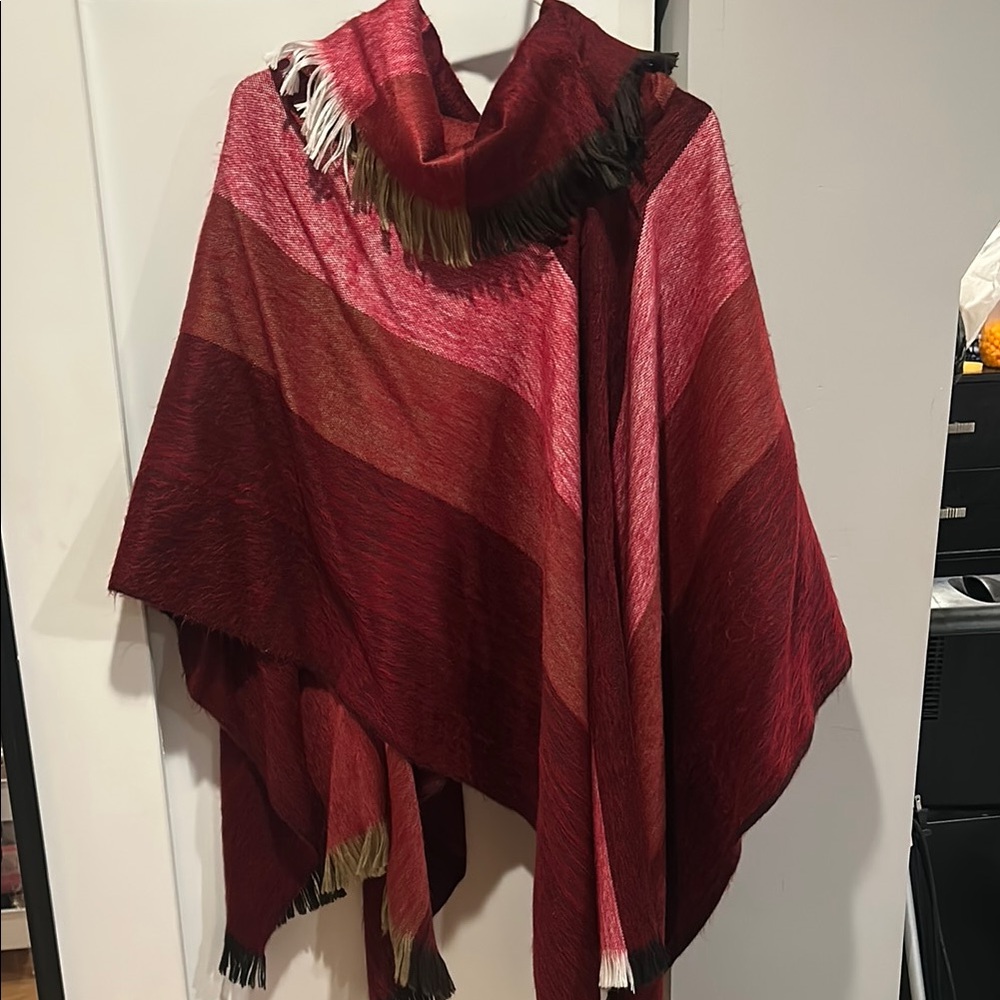 Elegant Red and Pink Striped Shawl